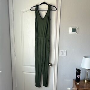 Lulu's Olive Green Jumpsuit Sleeveless V-Neck